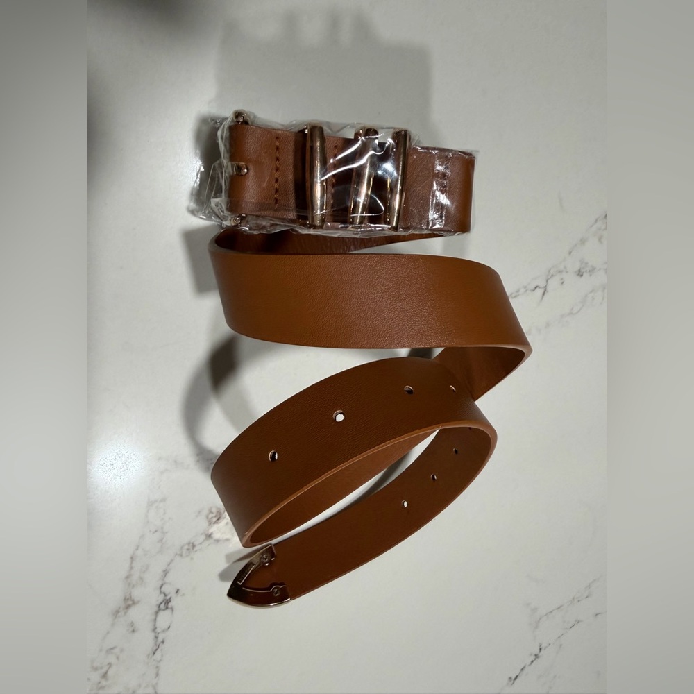 NEW WERFORU Brown Vegan Leather Waist Belt Jean Pants Dresses 25-30” Waist